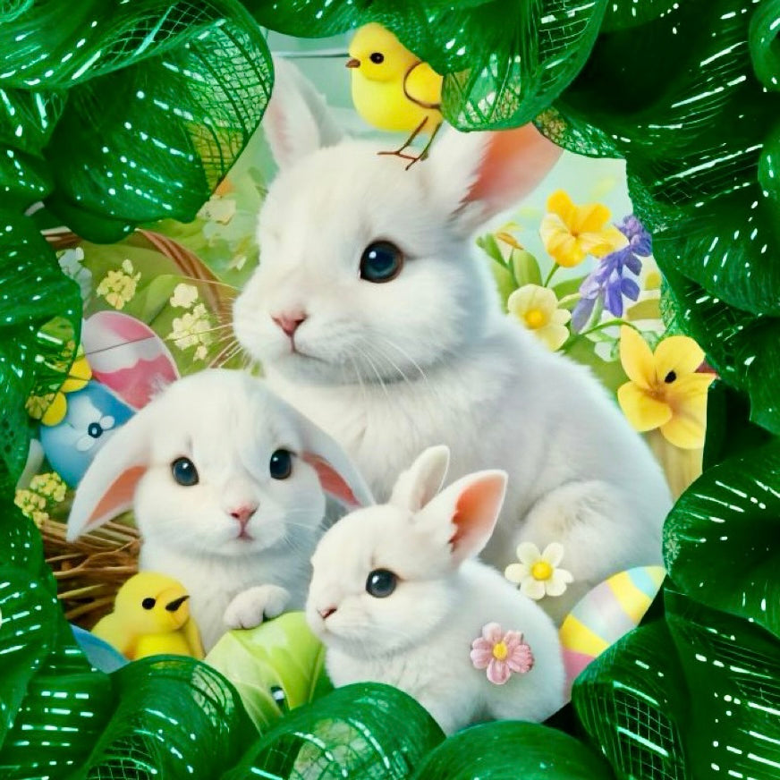 Bunny Meadow Wreath – 24” Easter Green Delight