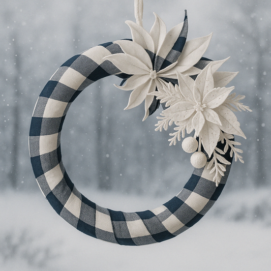 Snowberry Gingham Wreathlet – 10”