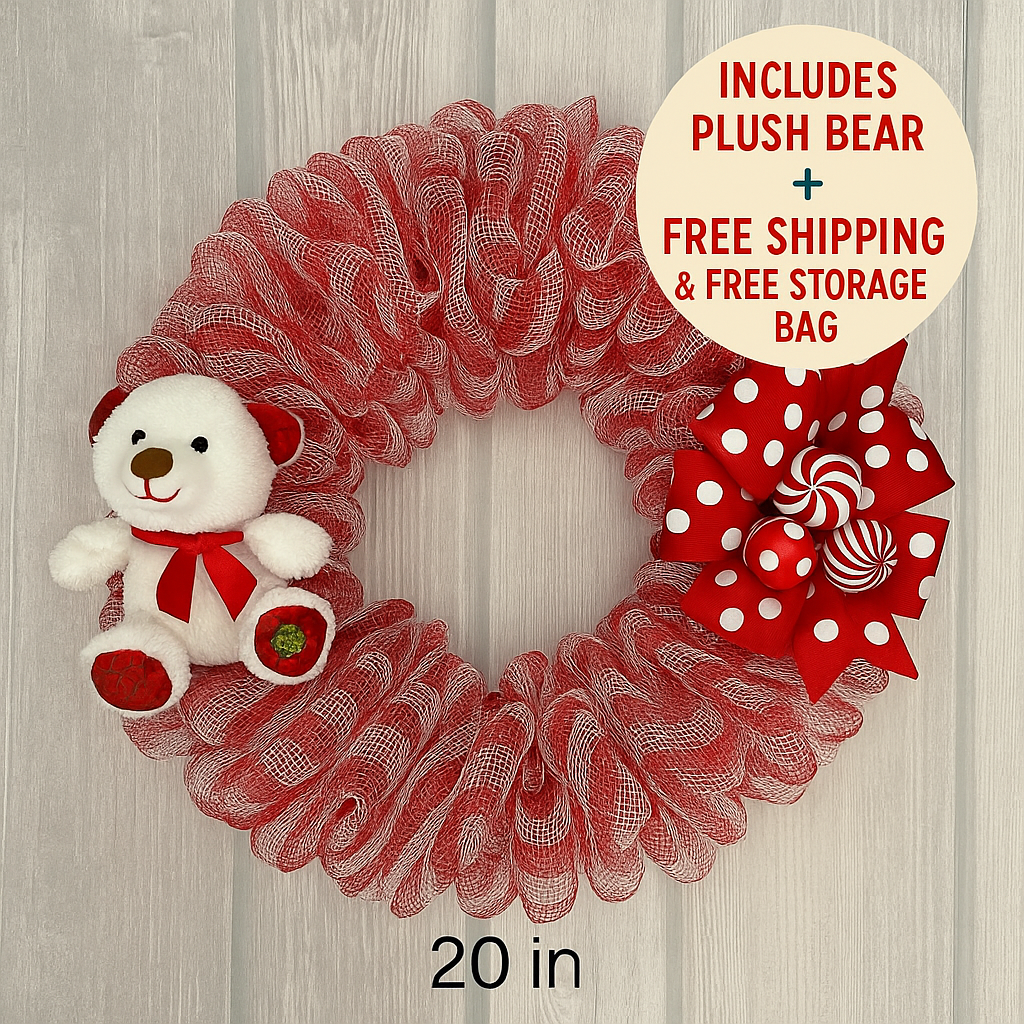 Candy Bear Cheer – 20” Christmas Wreath