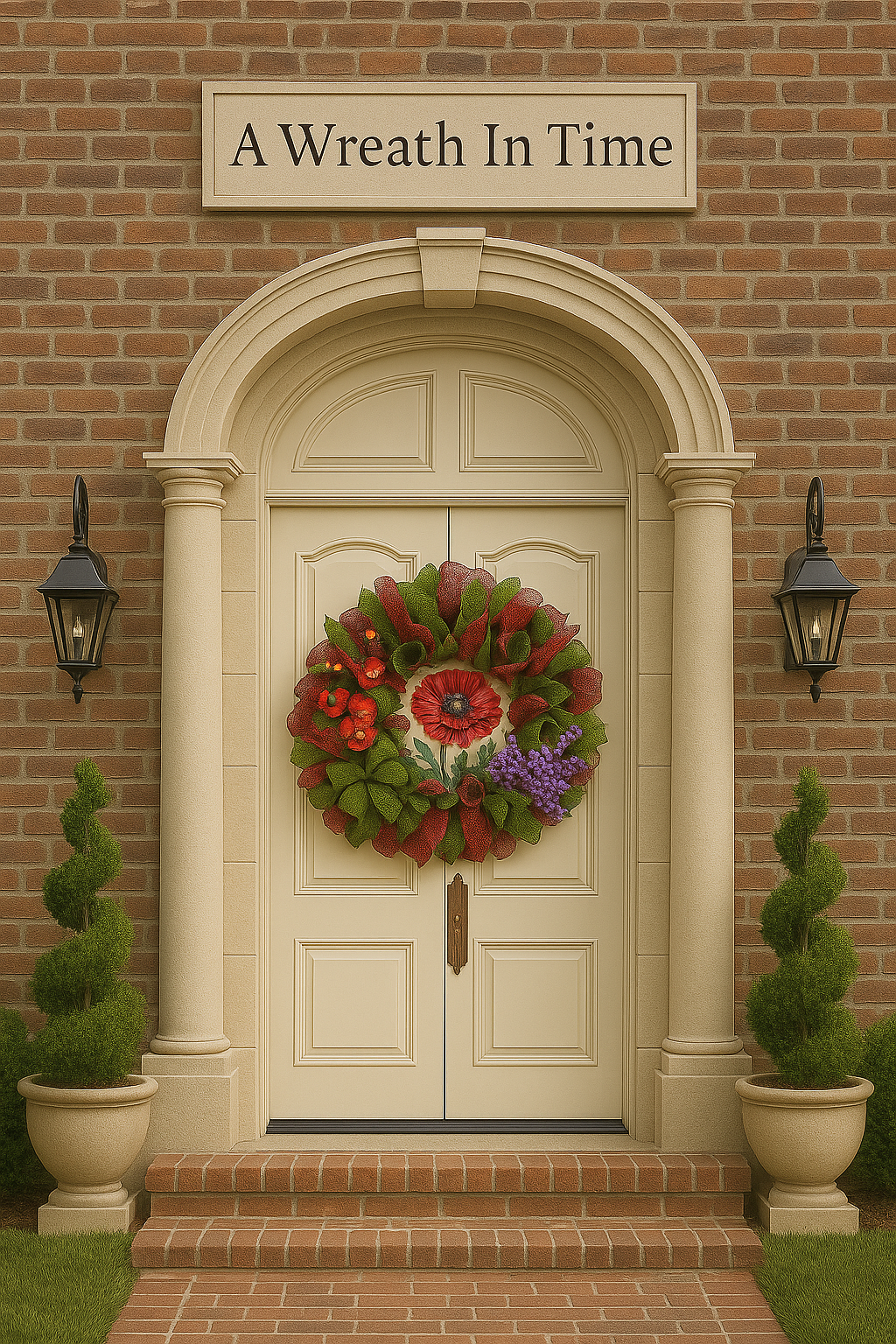 Red Poppy 24” Summer Deco Mesh Wreath with Green Accents