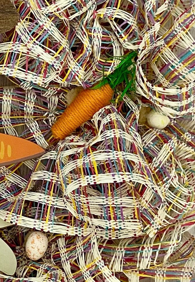 Rustic Bunny Patch Wreath – 29” Easter Plaid & Carrot Charm