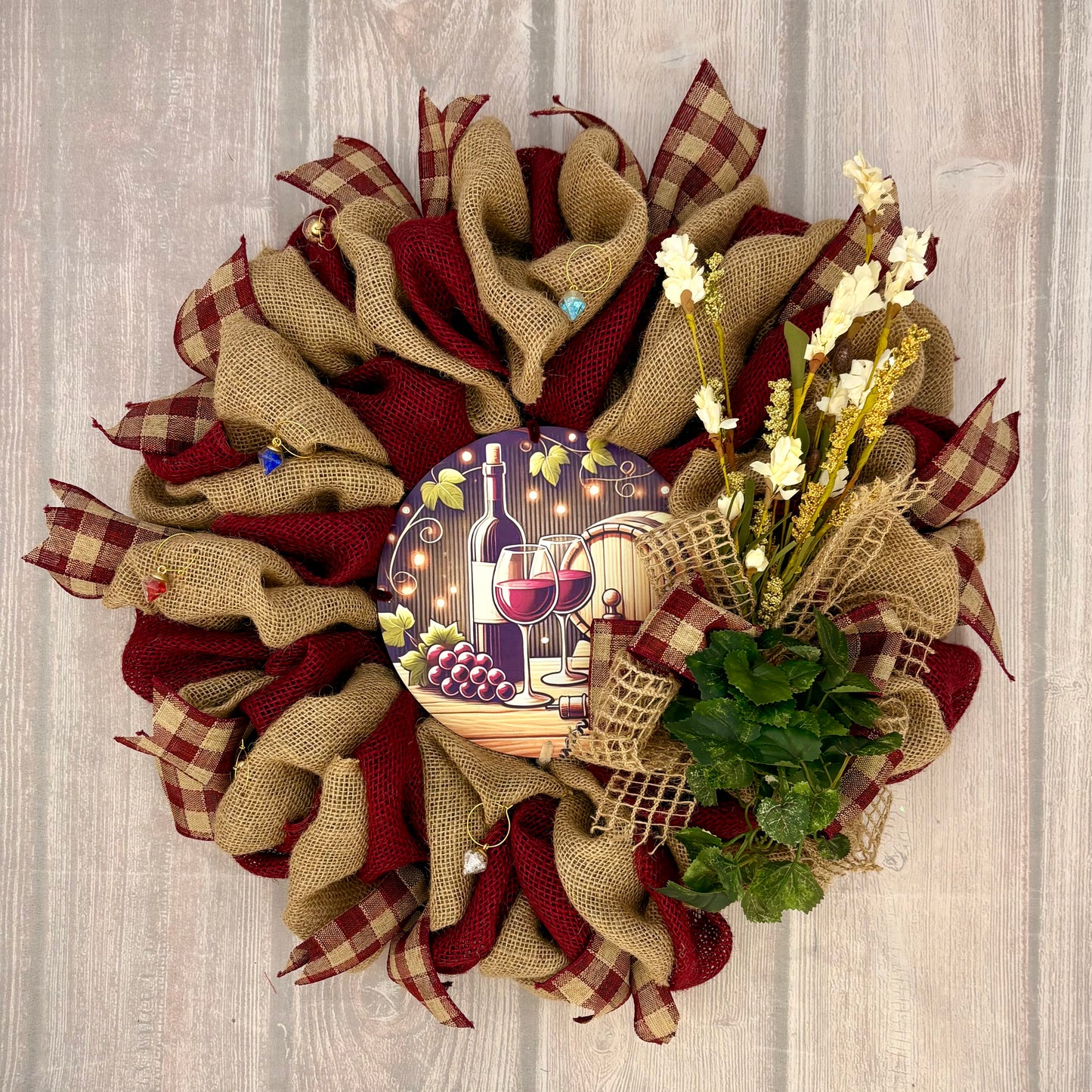Sips & Seasons – Rustic Vineyard Wreath (24”)