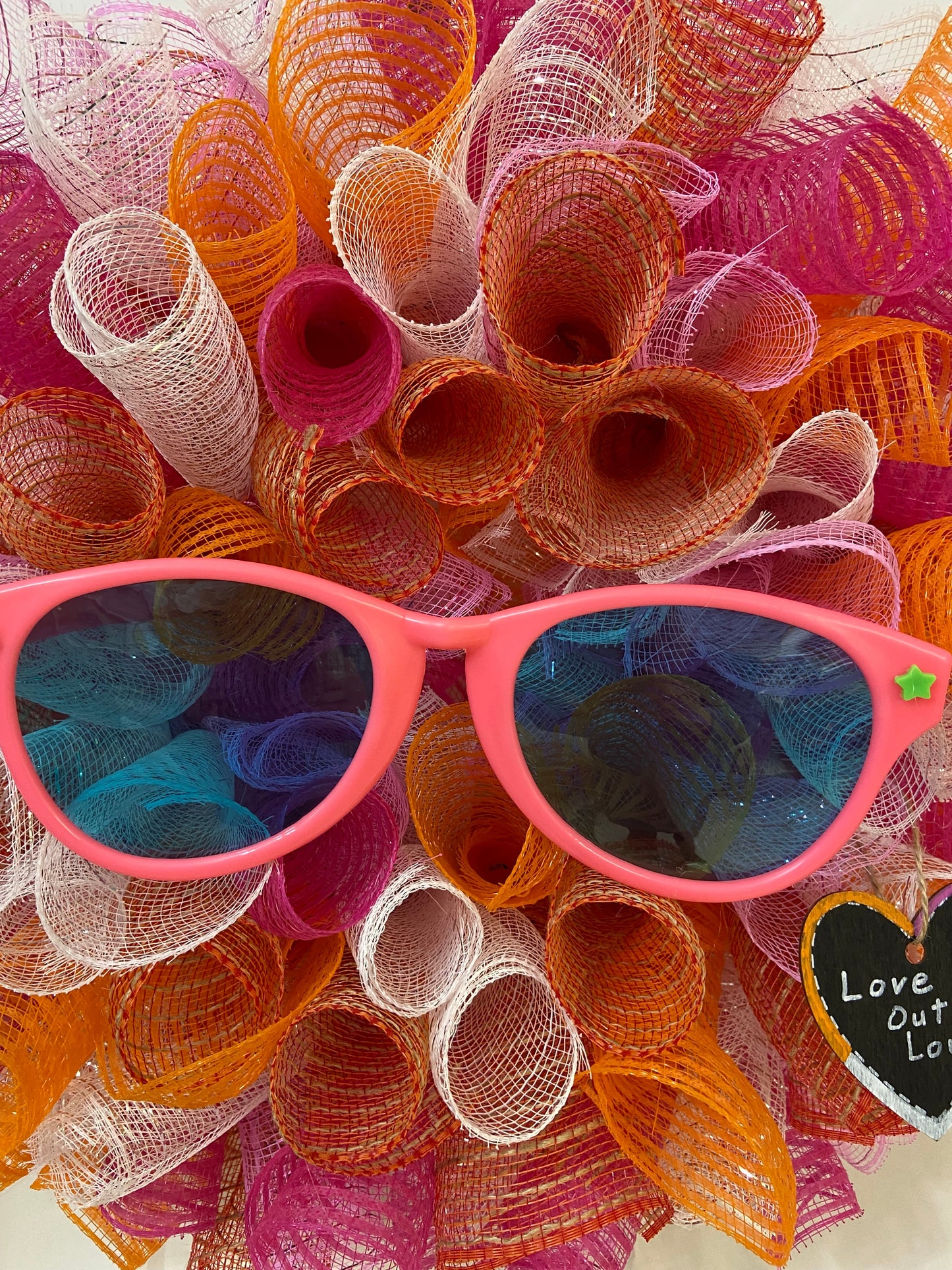 Love Out Loud Lesbian Pride Wreath with Sunglasses & Deco Mesh Flair