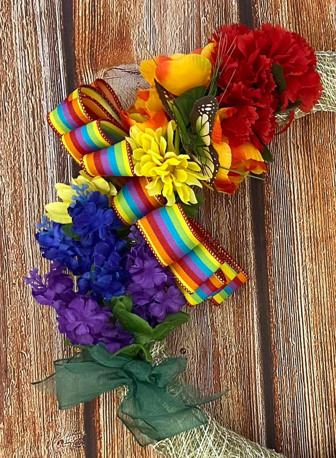 “Whispers of Pride – 20” Rainbow Floral Wreath”