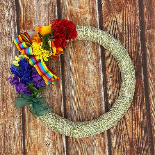 “Whispers of Pride – 20” Rainbow Floral Wreath”