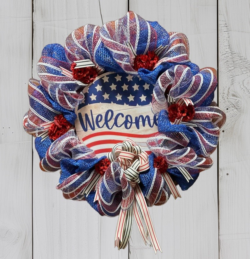 Patriotic Door & Mailbox Bundle – Wreath + Topper Set