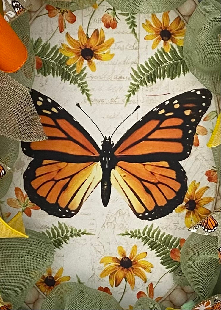 Monarch Meadow Wreath – 24x28” Oval Butterfly Wreath with Free Shipping