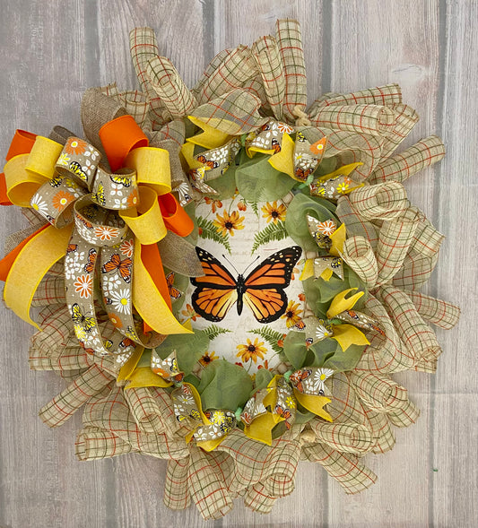 Monarch Meadow Wreath – 24x28” Oval Butterfly Wreath with Free Shipping