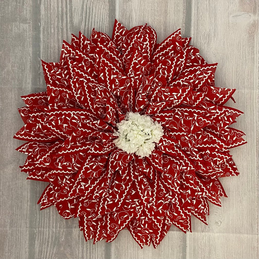Sugar & Spice Christmas Wreath – 19” Gingerbread Lace Bloom