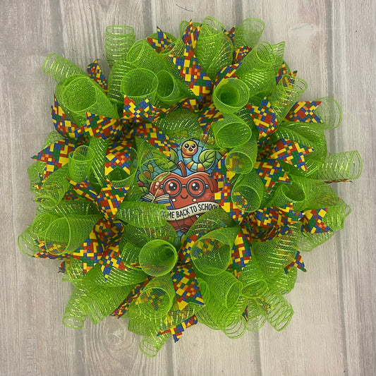 Back to School Bash Wreath – 24” Bright Summer Classroom Welcome