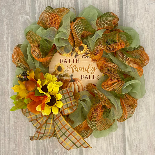 Faith, Family, Fall Wreath – 20” Harvest Blessings Wreath