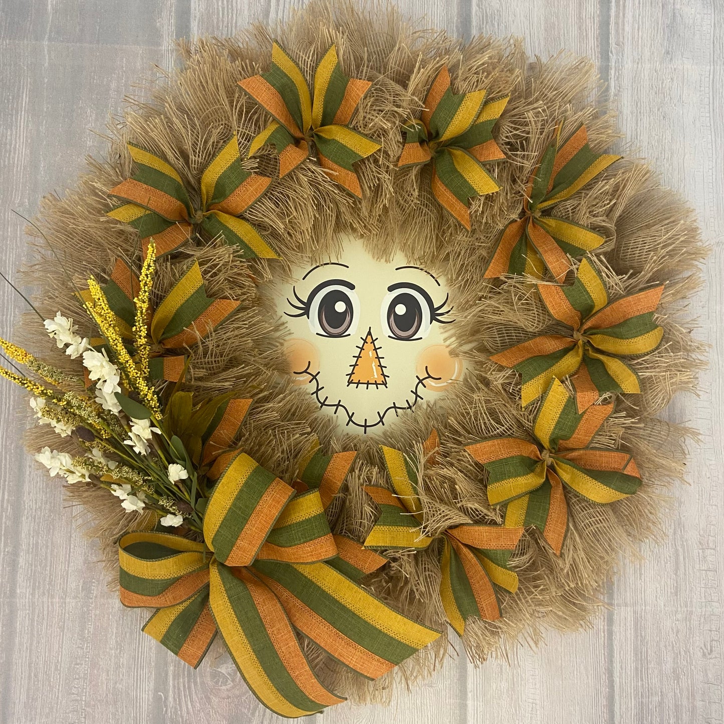 Cheerful Scarecrow Fall Wreath – 29”