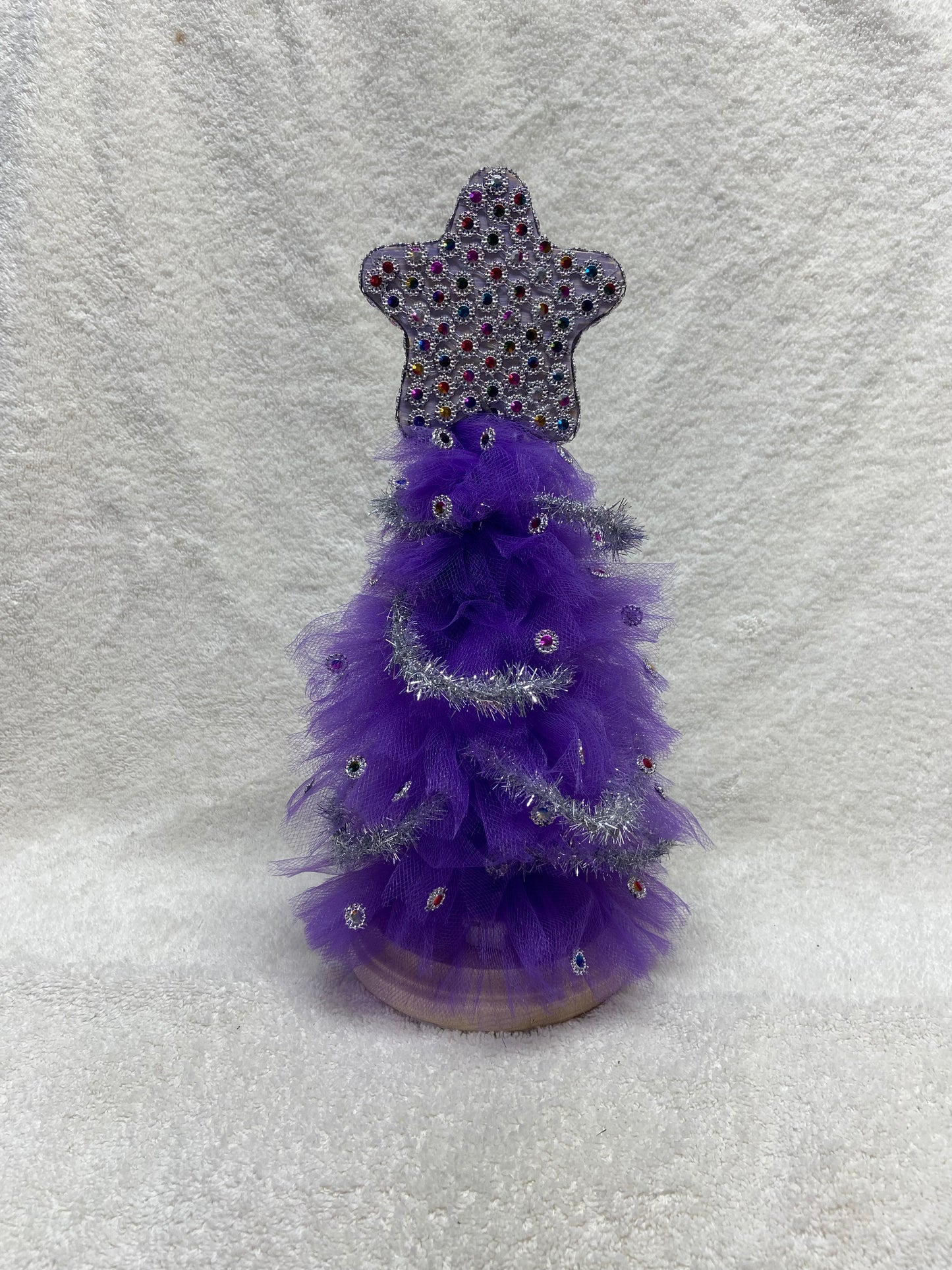 Twinkleberry Royale – 10” Purple Whimsy Tulle Tree with Jewel Star
