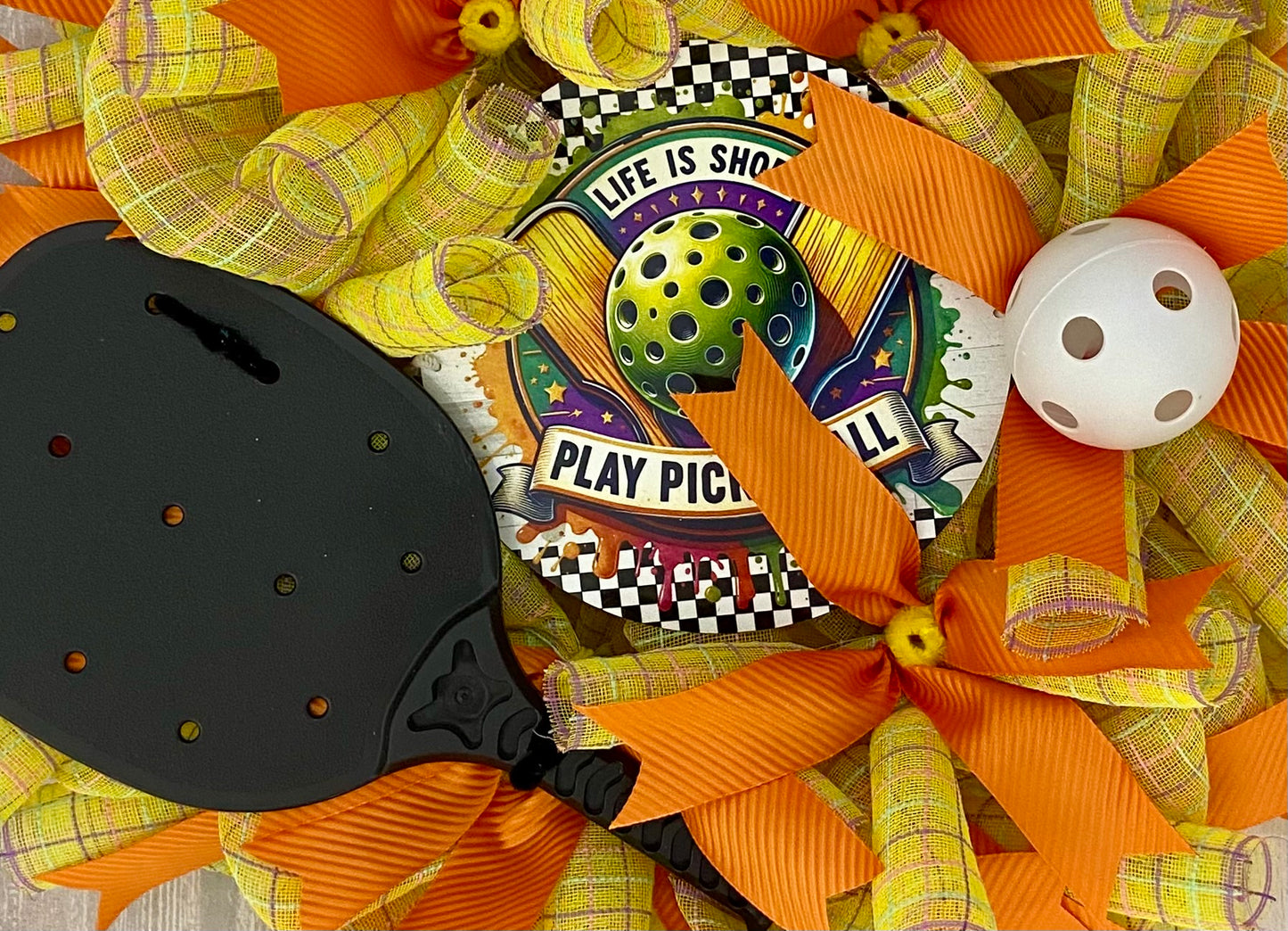 Life Is Short, Play Pickleball – 24” Sporty Wreath