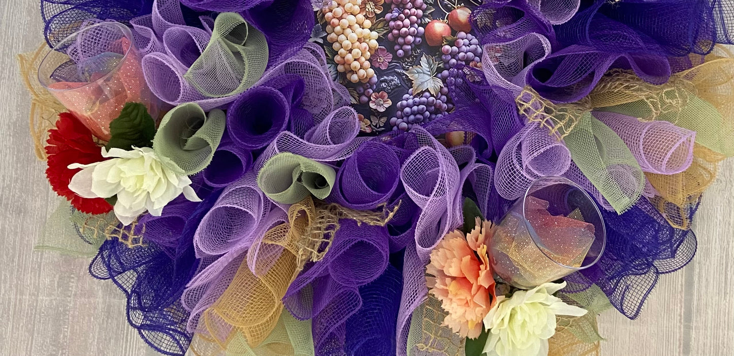 Vineyard Waltz – 24” Mesh Grape Wreath