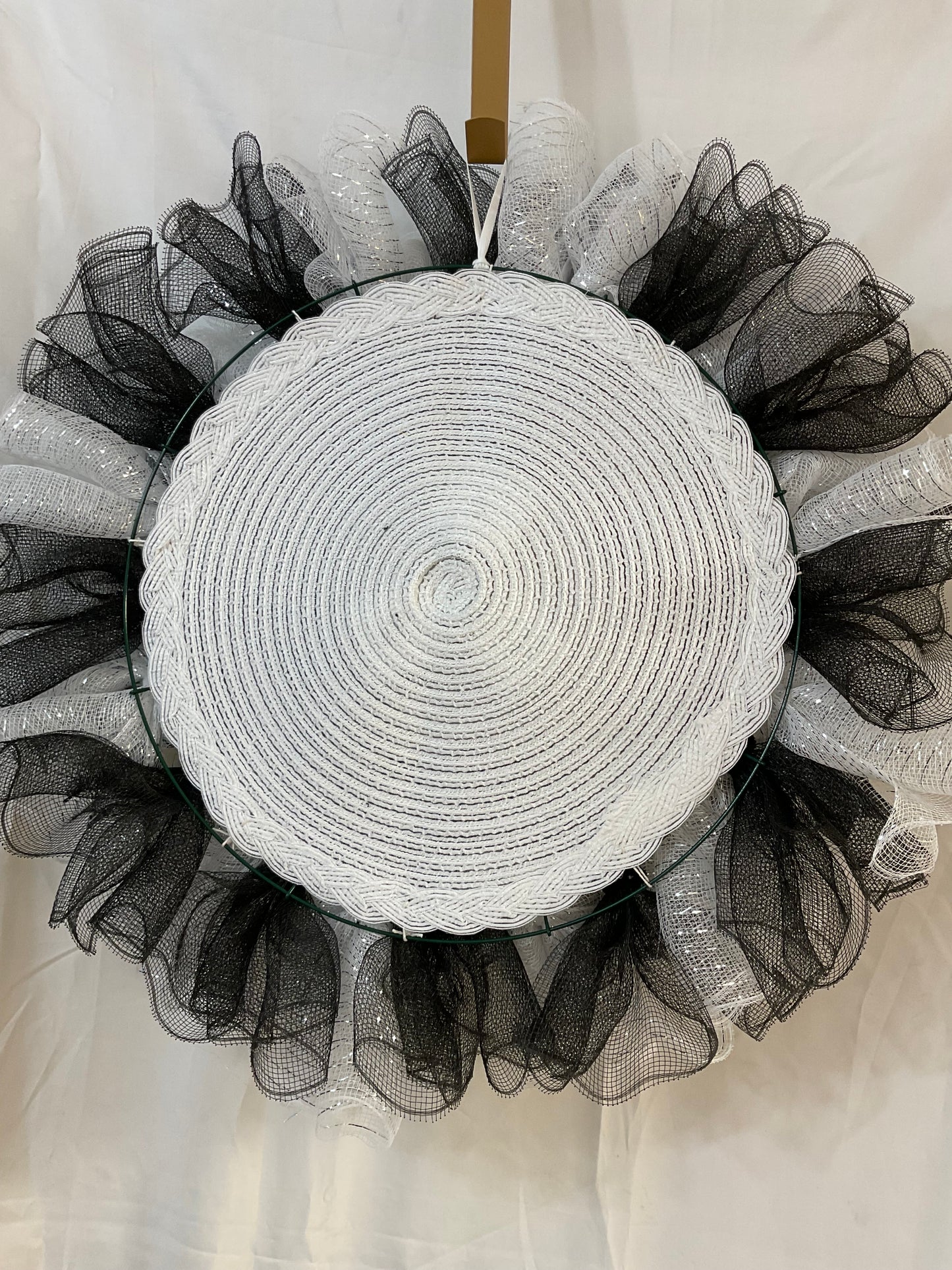 Monochrome Garden Wreath – 25” Black & White Butterfly Design