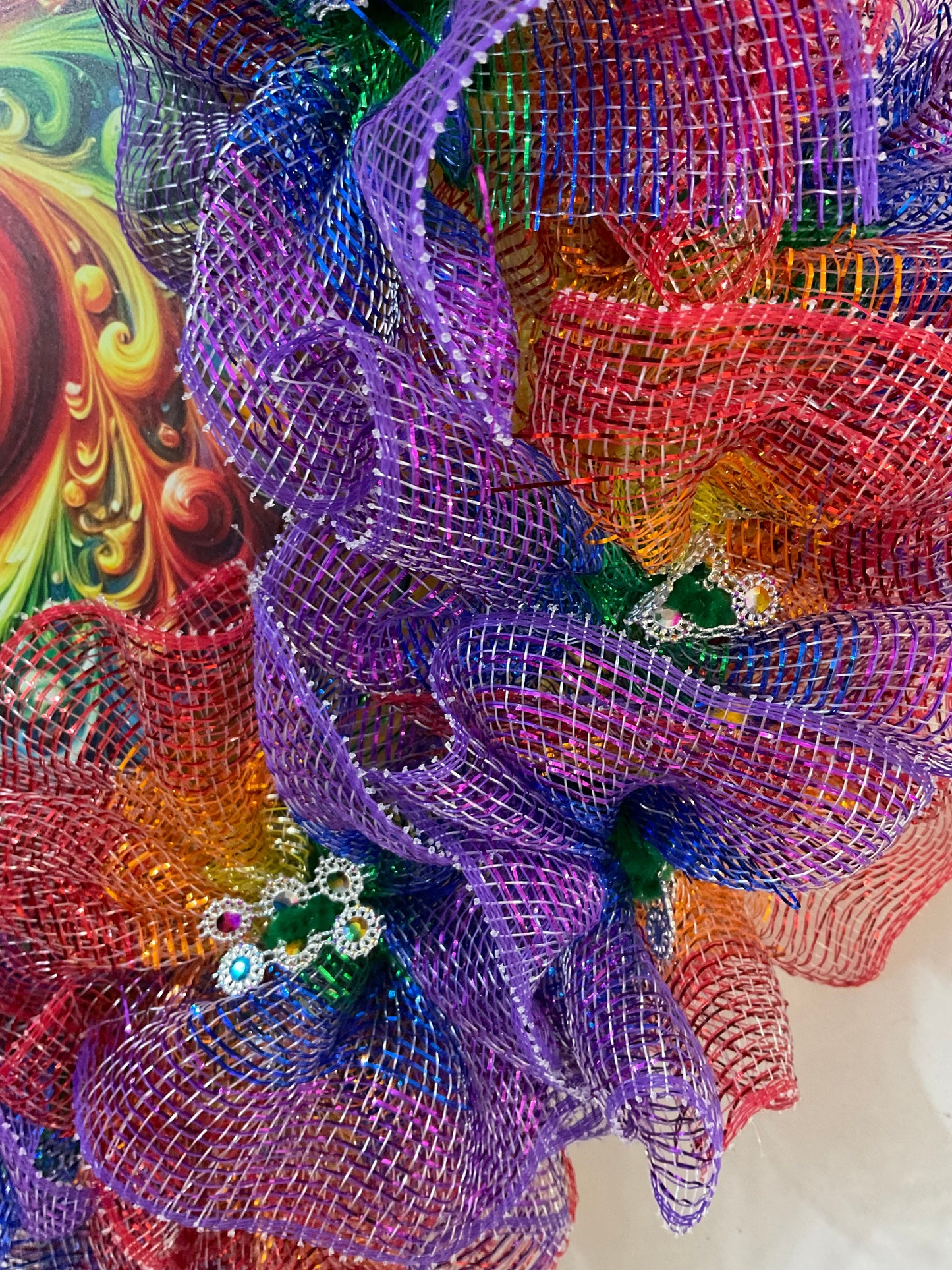 Radiant Swirl Pride Wreath with Rainbow Heart Center