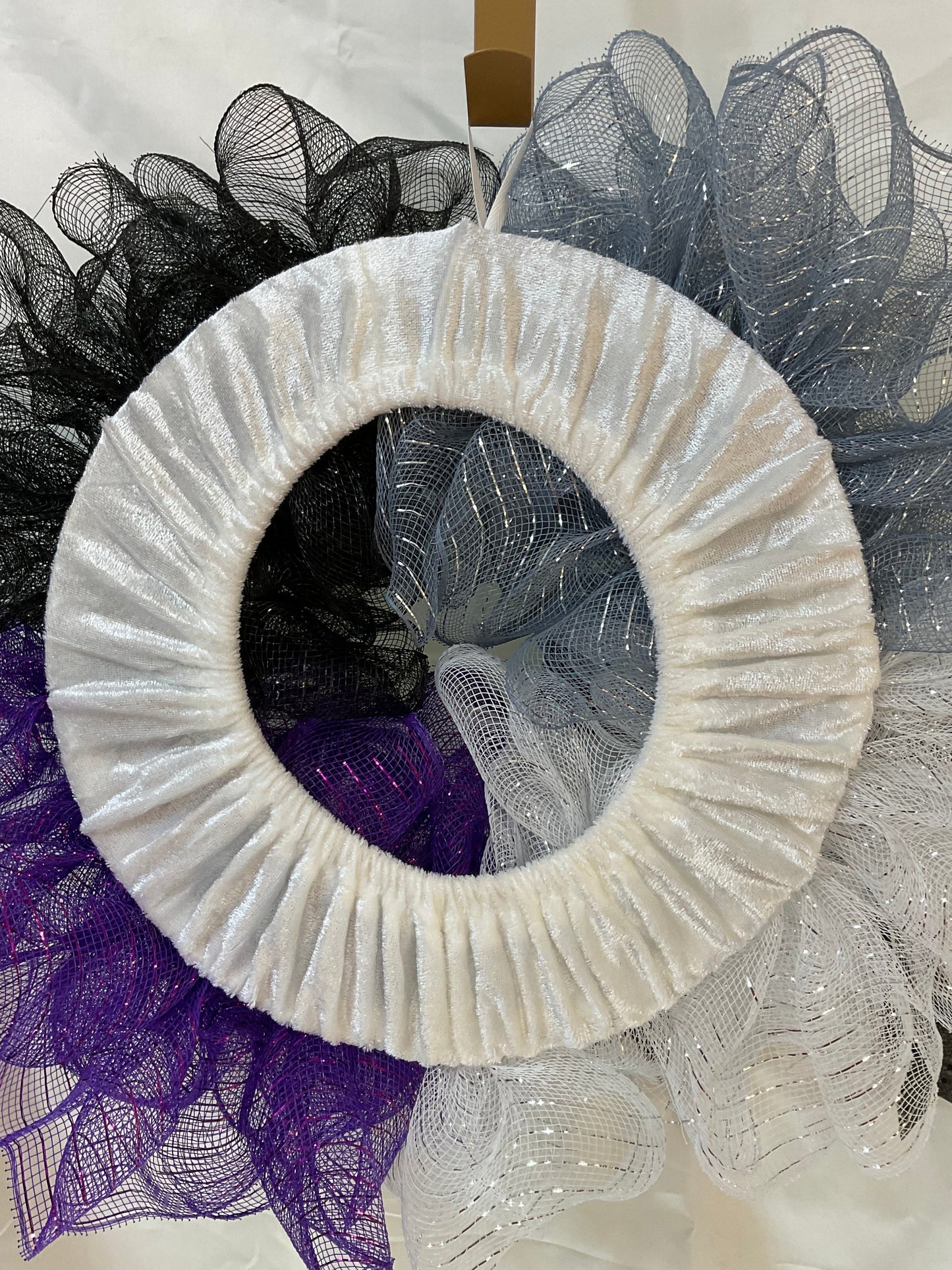 Asexual Pride Wreath – “Love Yourself” Handmade Deco Mesh Wall Decor
