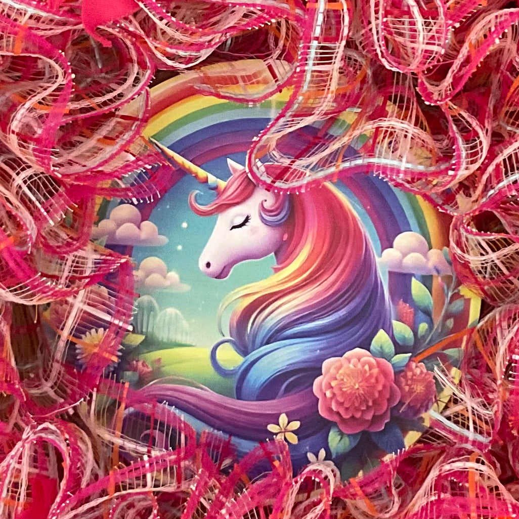Lesbian Pride Unicorn Wreath – 24” Summer Celebration Wreath