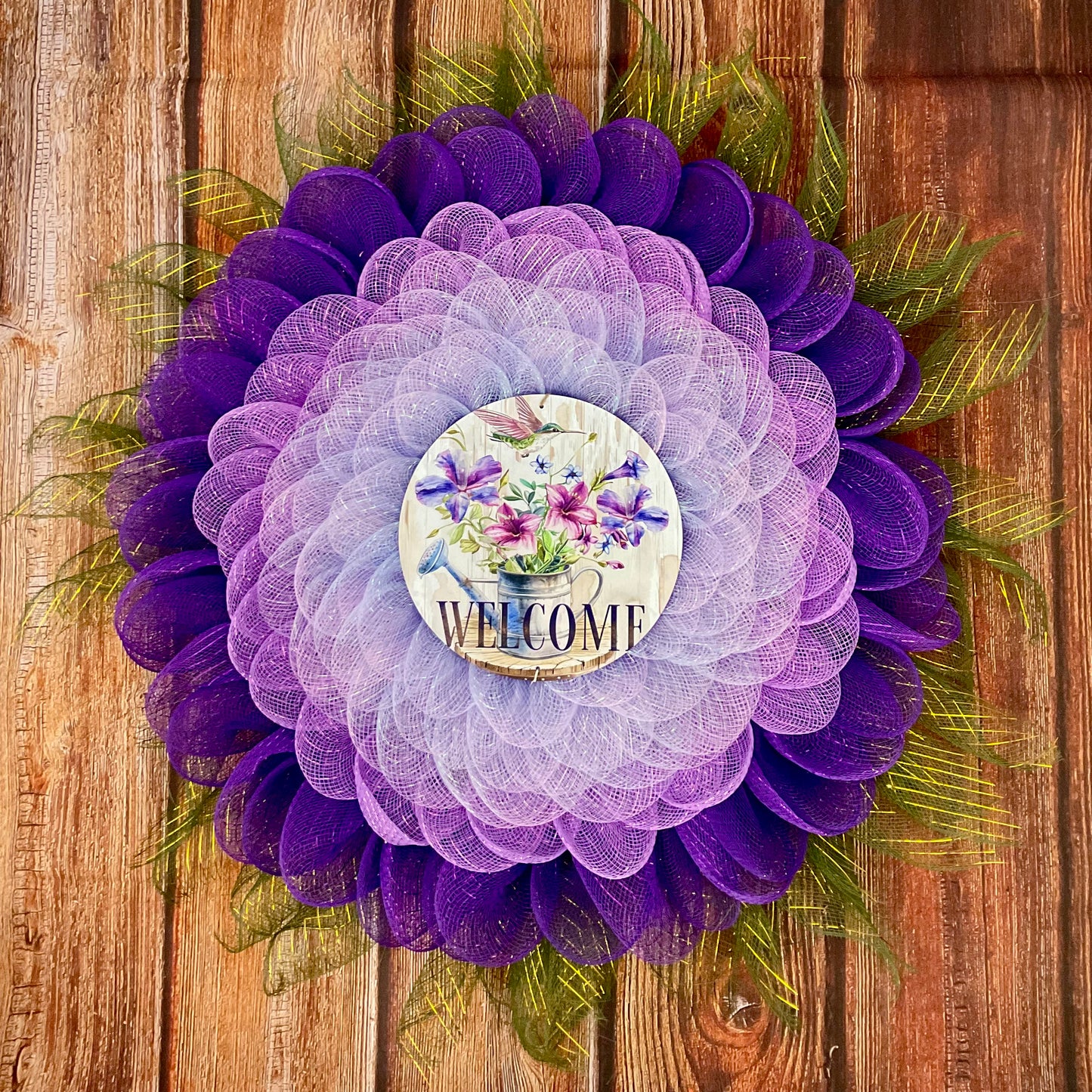 Purple Petals & Hummingbird Welcome Wreath – 27”
