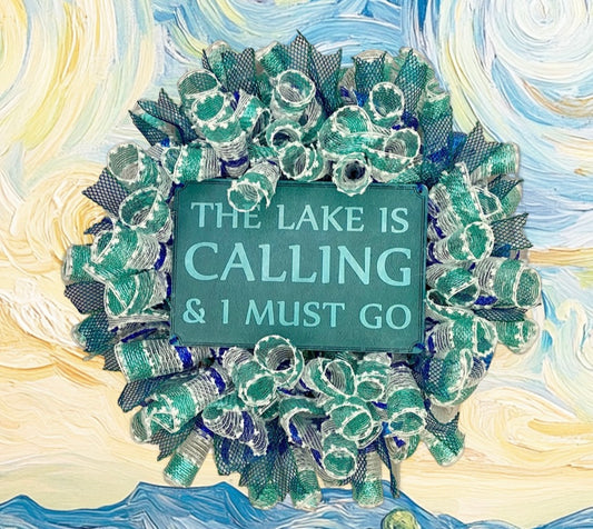 The Lake Is Calling – Handmade Nautical Wreath in Breezy Blues & Greens