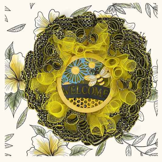 Honeycomb Hello – 24” Bee Welcome Wreath