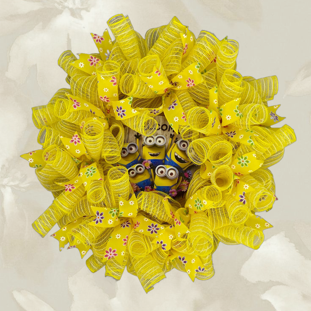 Minion Mischief – 24” Yellow Welcome Wreath