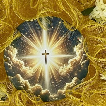 Heaven’s Light Sunrise Wreath – 24” Mesh Blessing with Storage Bag