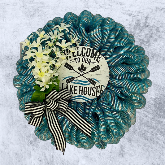 Lakeside Welcome Wreath – Lake House Front Door Décor