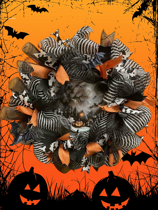Midnight Manor Halloween Wreath – 24”