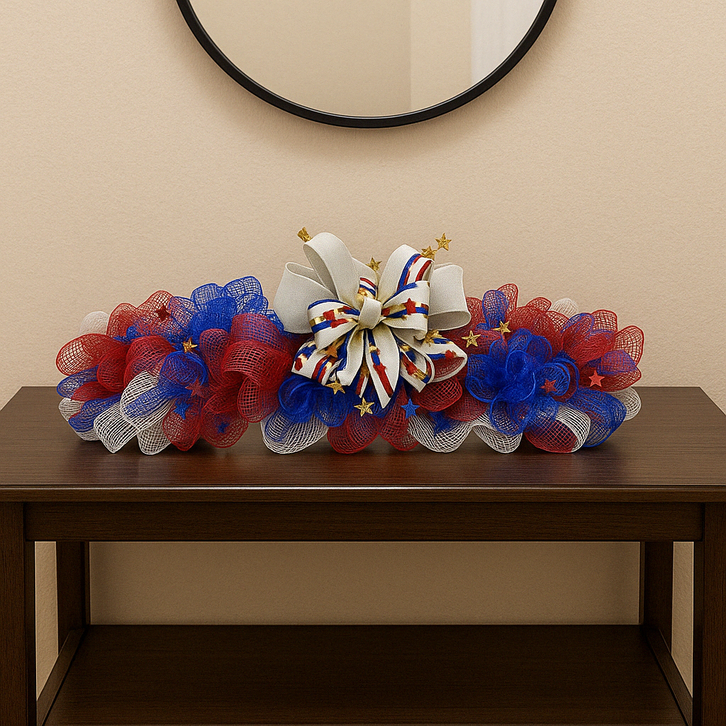 Patriotic Mesh Mailbox Topper – 3-in-1 Americana Decor