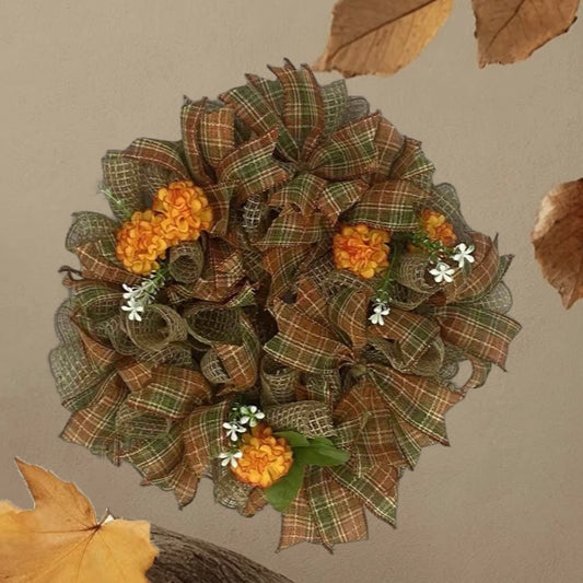Harvest Table Wreathlet – 14” Fall Plaid Accent