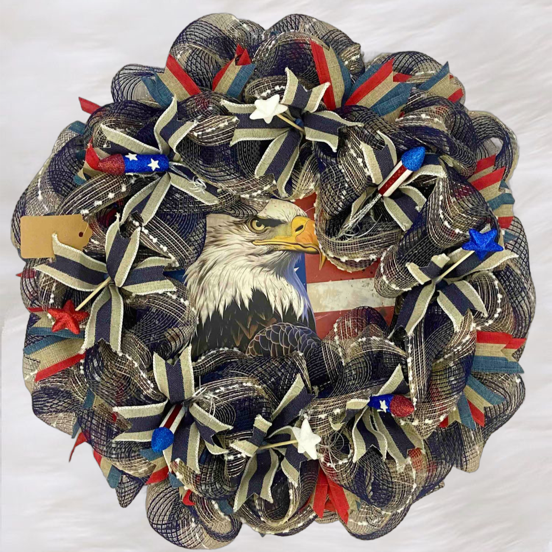 American Eagle Wreath – 24” Patriotic Door Decor with Free Shipping