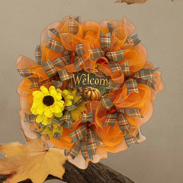 Pumpkin, Welcome Autumn Wreath – 24”