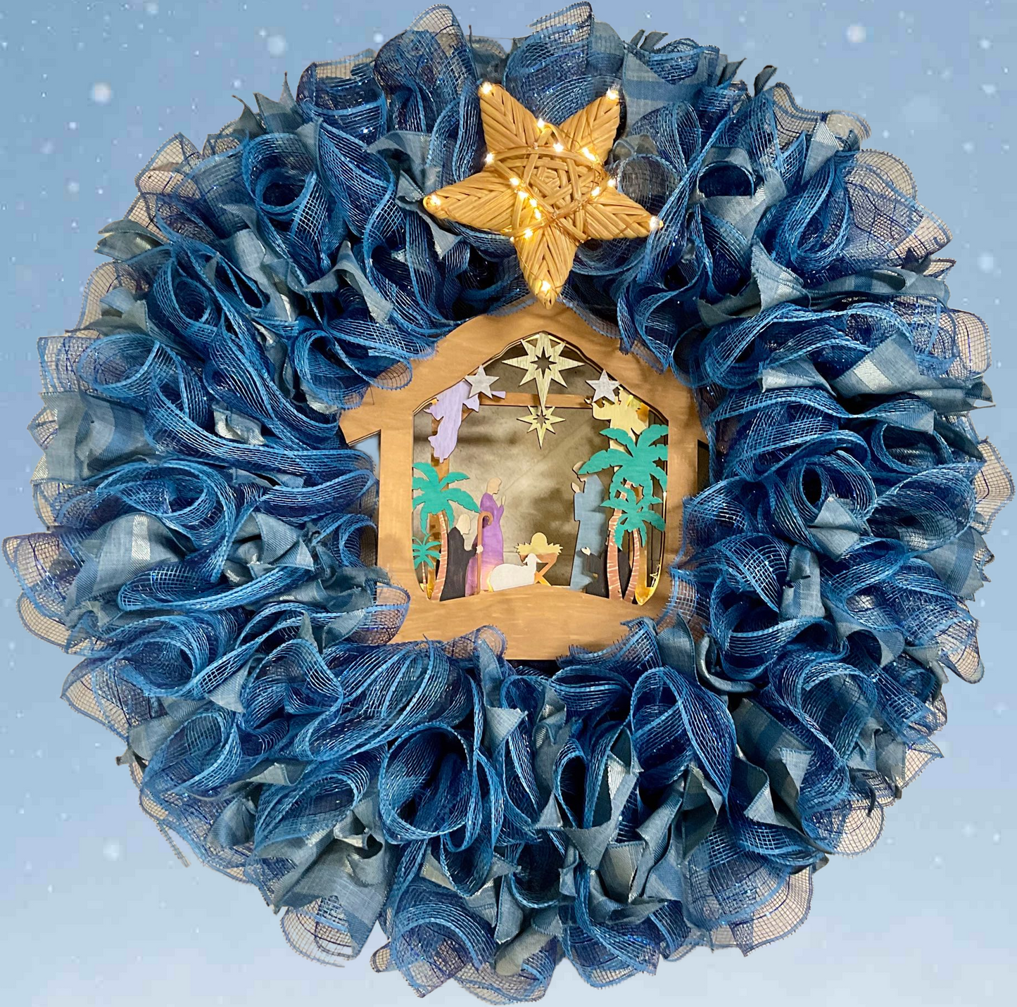 Star of Bethlehem Wreath – Lighted Nativity with Radiant Star