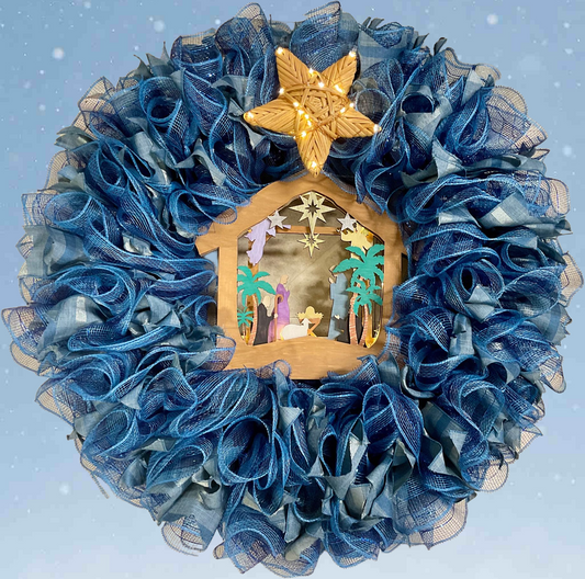 Star of Bethlehem Wreath – Lighted Nativity with Radiant Star