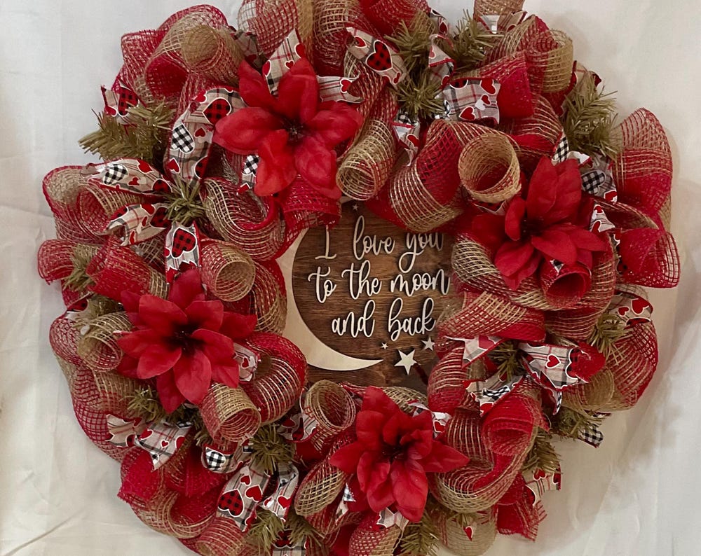 To the Moon & Back Wreath – 25” Valentine’s Love in Bloom