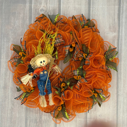 Little Patch Pal – 24” Scarecrow Fall Mesh Wreath