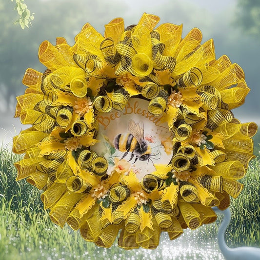Bee Blessed 26” Summer Wreath – Buzzing with Joy and Sunshine