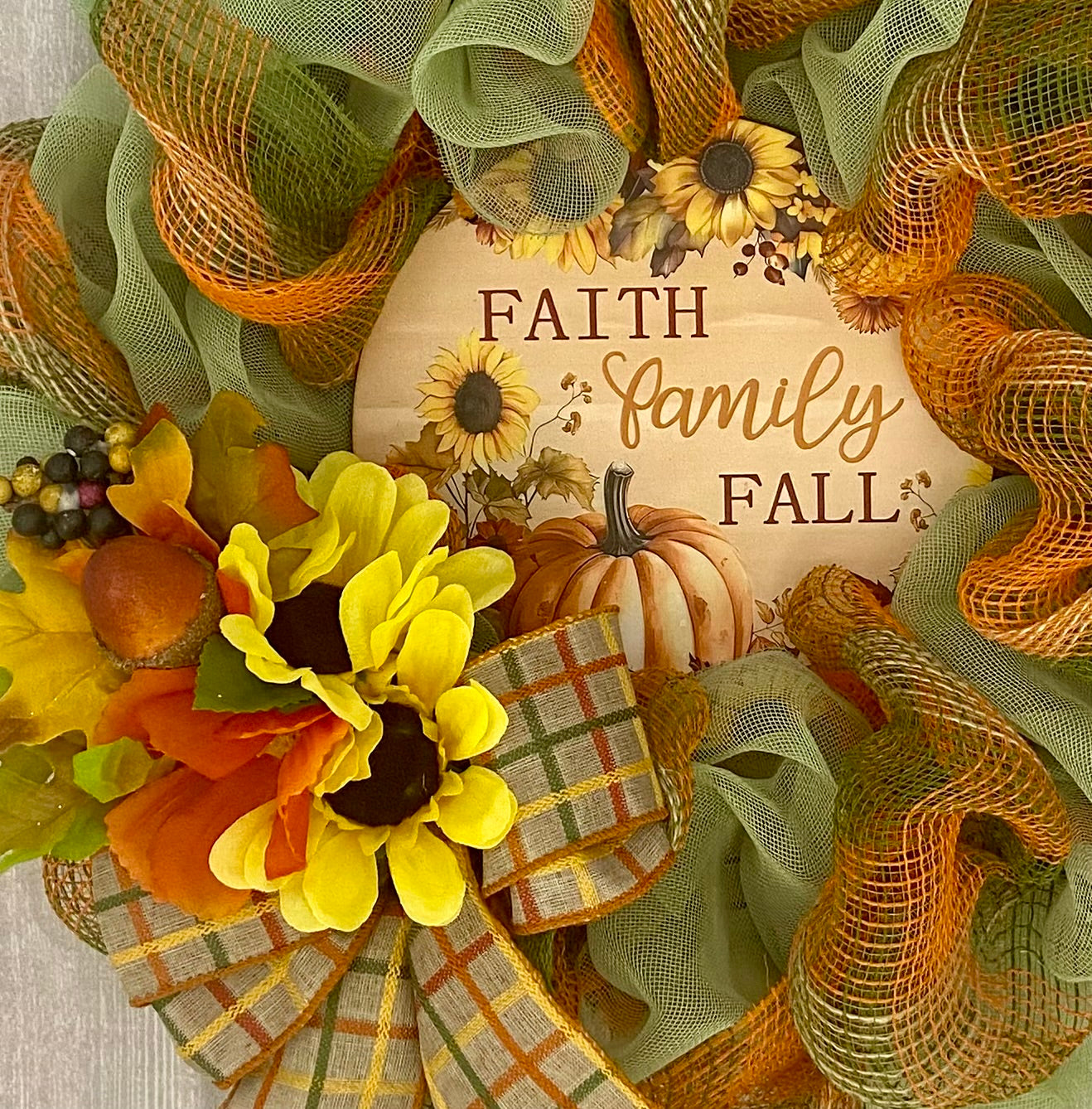 Faith, Family, Fall Wreath – 20” Harvest Blessings Wreath
