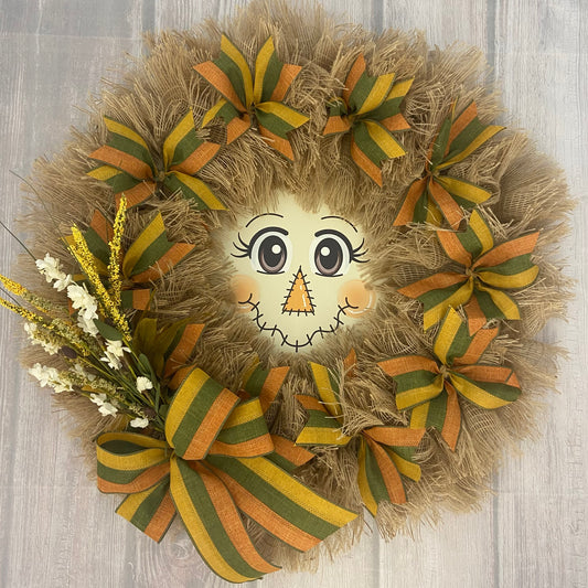 Cheerful Scarecrow Fall Wreath – 29”