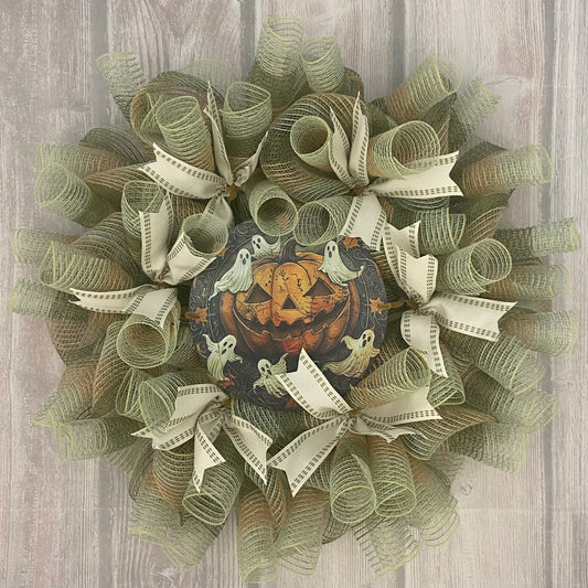 Haunted Harvest Pumpkin Wreath - 24”