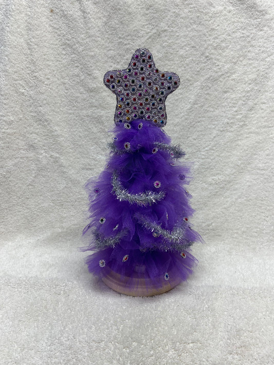 Twinkleberry Royale – 10” Purple Whimsy Tulle Tree with Jewel Star