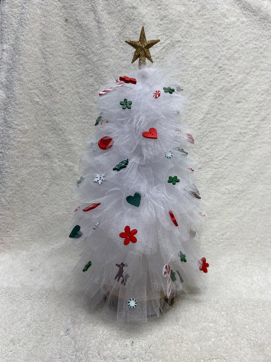 Frosted Wishes – 15” White Whimsy Tulle Christmas Tree