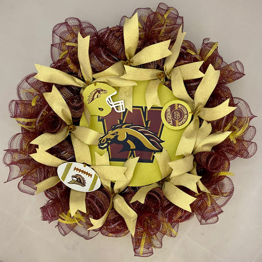 Bronco Spirit Wreath – 28” Western Michigan University Decor