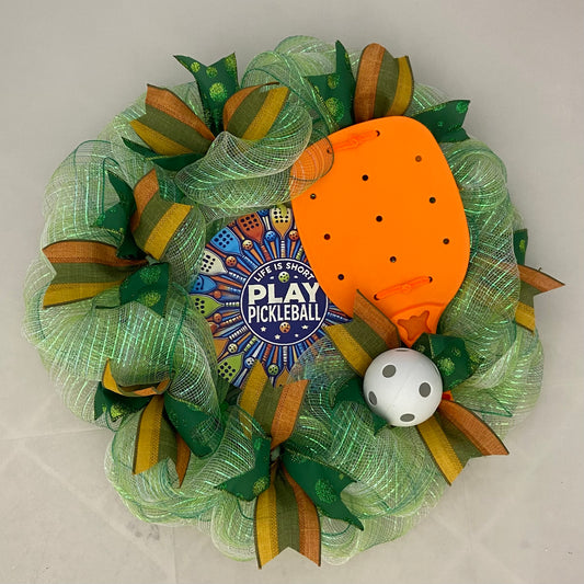 Pickleball Party Wreath – 23” Life is Short, Play Pickleball Door Decor