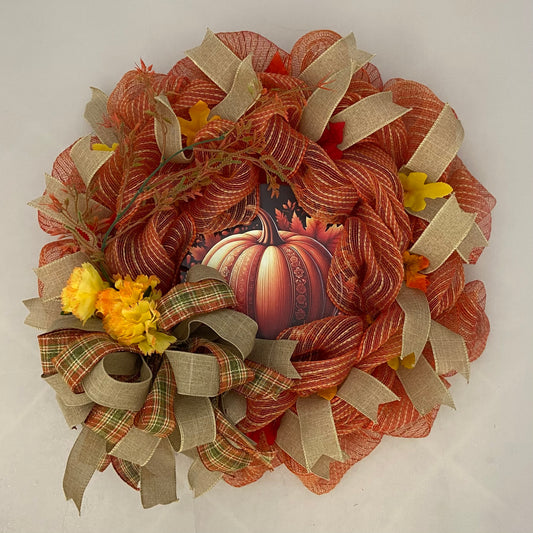 Harvest Whisper – 23” Autumn Pumpkin Wreath