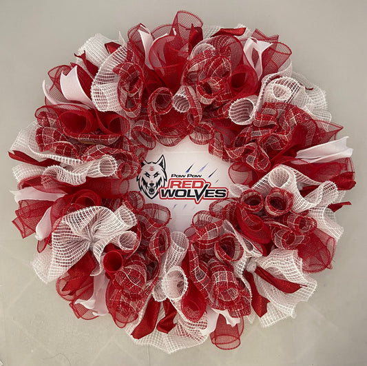 Paw Paw Pride – 28” Custom Red Wolves Wreath
