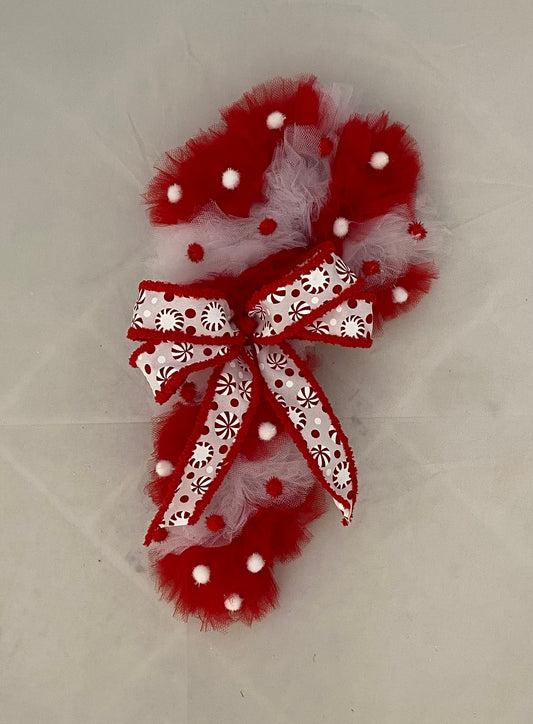 Peppermint Candy Cane Wreath – 16” Holiday Tulle Wreath