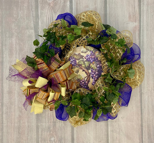 Gilded Vineyard – 22” Grape Harvest Wreath with Free Shipping